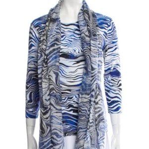 LEGGIADRO Print Cowl Neck Blouse and scarf set